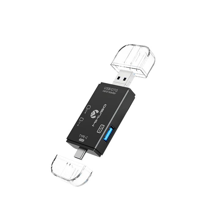 CRD - 011 BK Mikuso USB 2.0 6 - IN - 1 MULTI - Function Card Reader Black - My Store