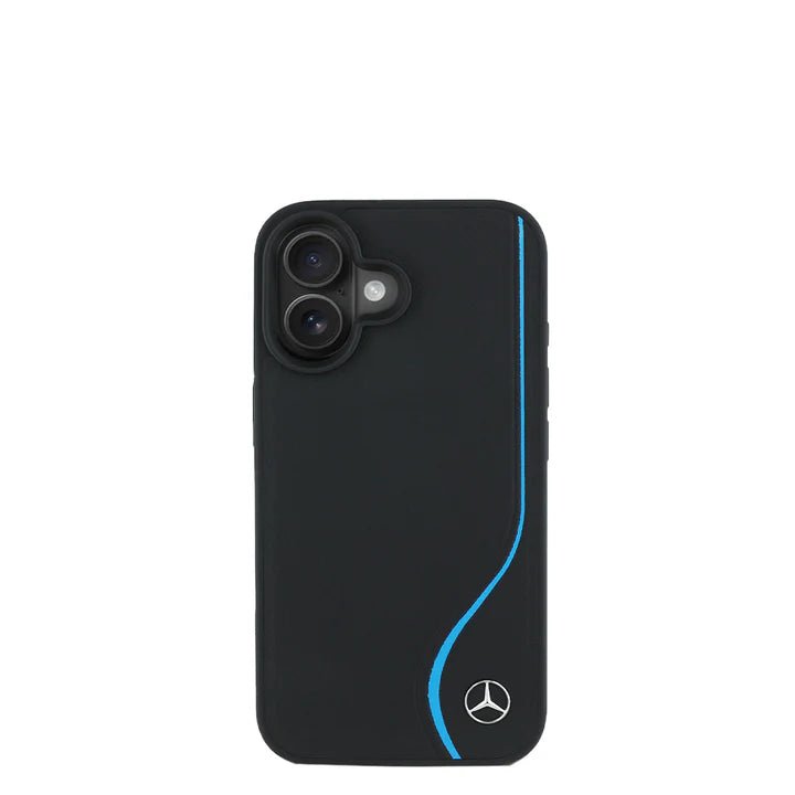 MERCEDES - Magsafe Case IPhone 16 Black Genuine Leather W/ Vertical Contrasted Line - My Store