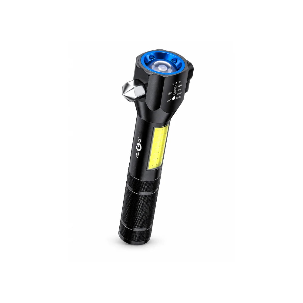 Klgo Rechargeable LED Flashlight With Hammer Black [DT-007 BK]
