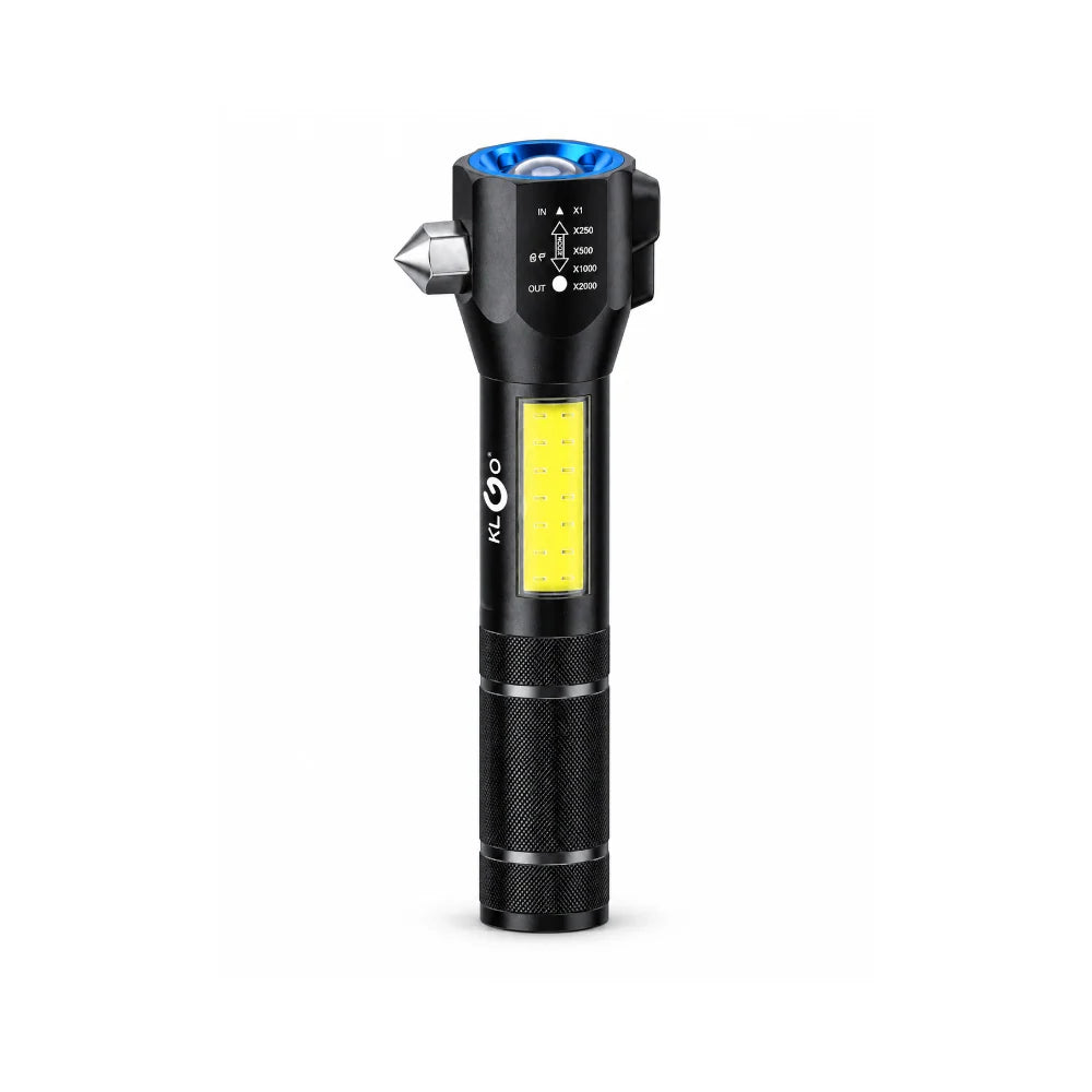 Klgo Rechargeable LED Flashlight With Hammer Black [DT-007 BK]