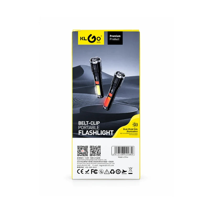 Klgo Rechargeable LED Flashlight Black [DT-005 BK]