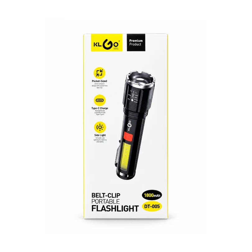 Klgo Rechargeable LED Flashlight Black [DT-005 BK]