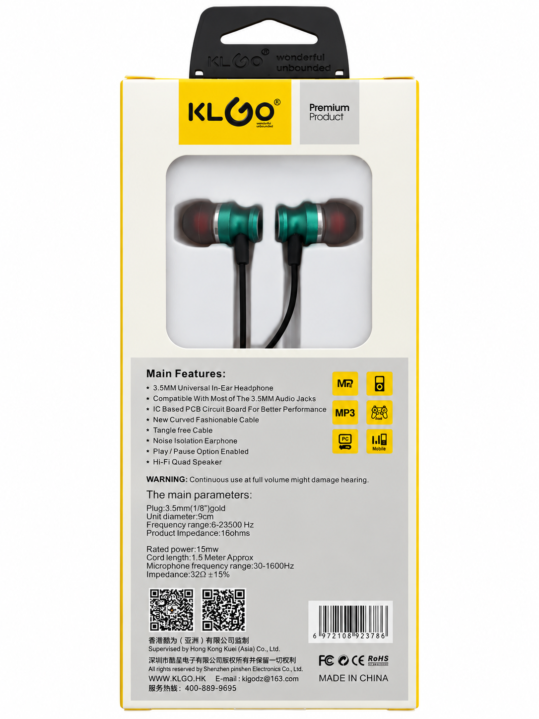Klgo-ks-24 Bk Wired Earbuds Black
