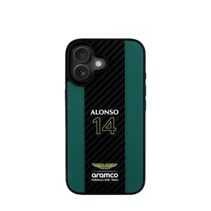 ASTON MARTIN - Aramco Magsafe F1 - Genuine Green Leather IPhone 16 Case - My Store