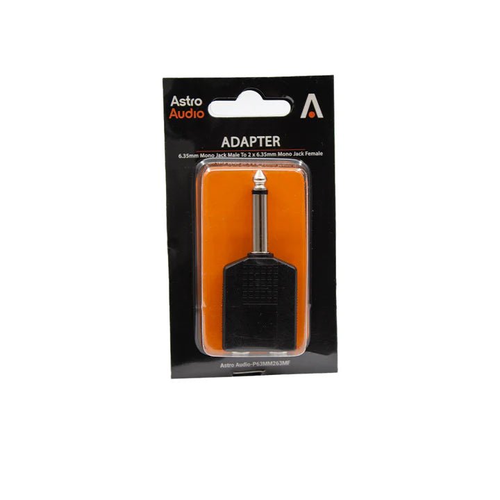 Astro Audio 6.35mm Mono Male - 2 x 6.35m Mono Female Jack [P63MM263MF] - My Store