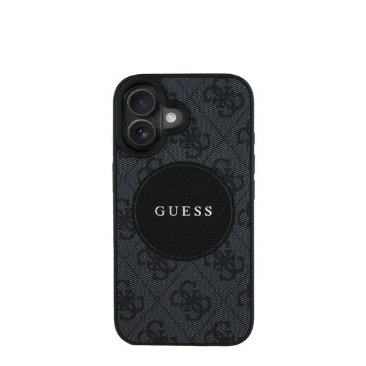 GUESS - Magsafe Grained IPhone 16 Black Case with Round Patch - My Store