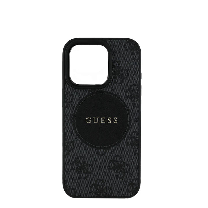 GUESS - Magsafe Grained IPhone 16 Pro Black Case with Round Patch - My Store