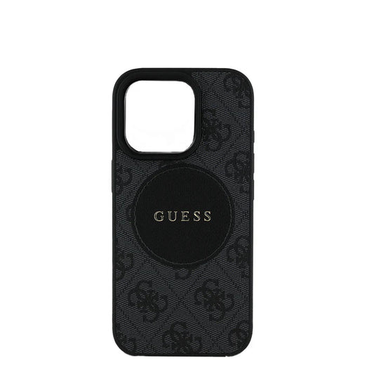 GUESS - Magsafe Grained IPhone 16 Pro Black Case with Round Patch - My Store