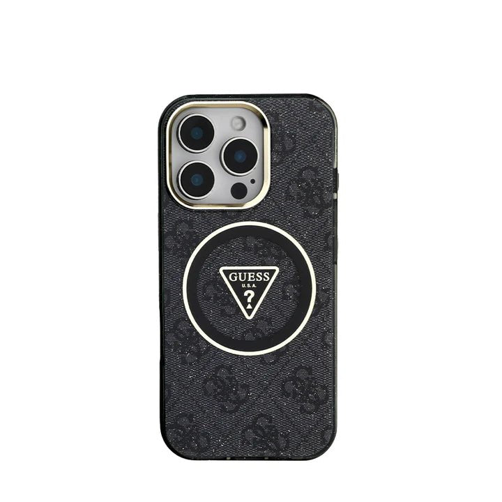 GUESS - Magsafe IML 4G Glitter And Triangle IPhone 16 Pro Black Case - My Store