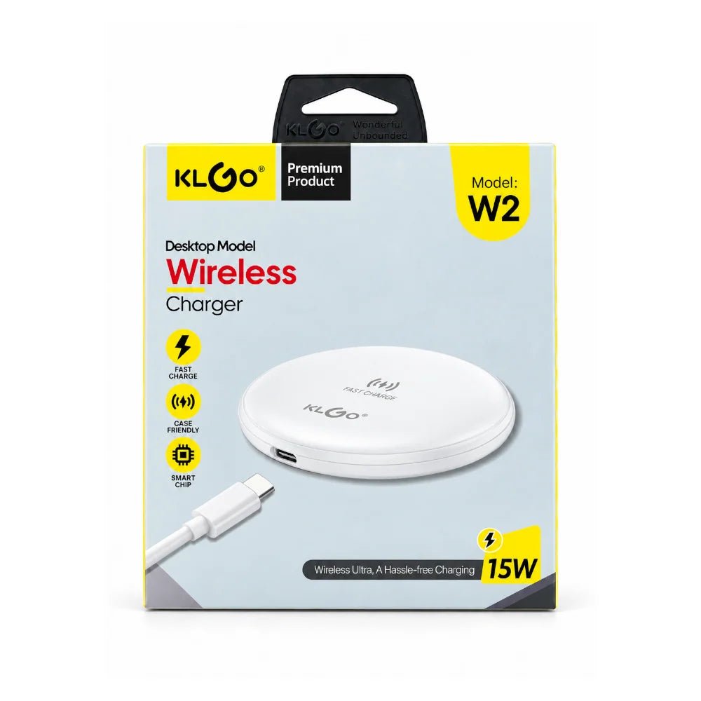 KLGO Fast Wireless Charger With Type-C Interface White/Grey [W2 BK/WH] - IMS Distribution