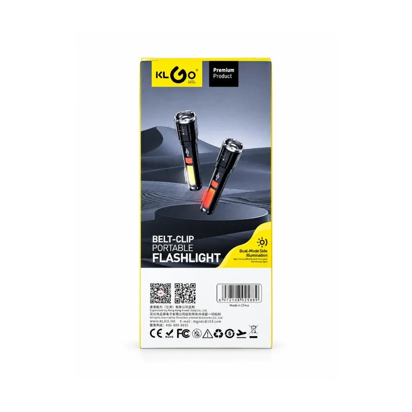 Klgo Rechargeable LED Flashlight Black [DT-005 BK] - IMS Distribution