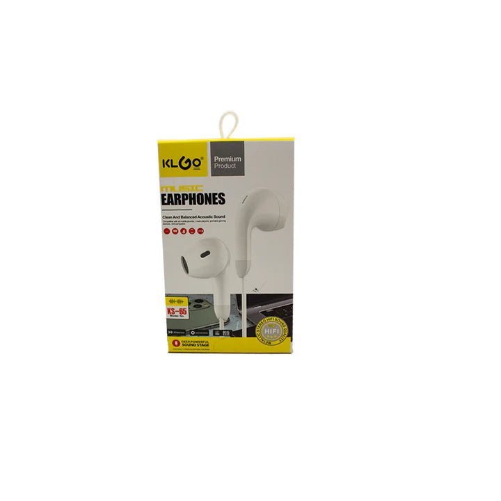 KS - 65 WH KlGo Earpohes White - My Store