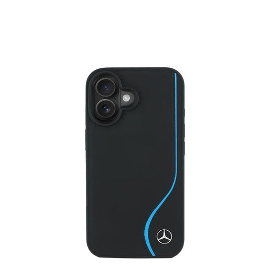 MERCEDES - Magsafe Case IPhone 16 Black Genuine Leather W/ Vertical Contrasted Line - My Store