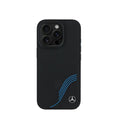 MERCEDES - Magsafe Case IPhone 16 Pro Max Black Genuine Leather W/ Blue Curves - My Store
