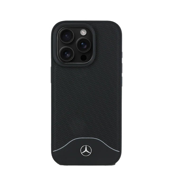 MERCEDES - Magsafe IPhone 16 Pro Max Black Wood Imitation And Smooth Genuine Leather Case - My Store