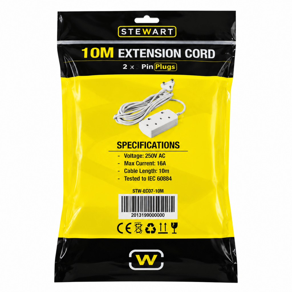 Stewart STW-EC01 10 M Multiple Socket Extension Cord – IMS Distribution - IMS Distribution